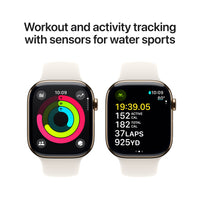 Apple Watch Series 10 | GPS + Cellular 42mm | Gold Titanium Case With Starlight Sport Band | S/M