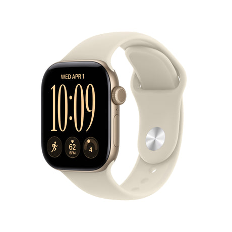 Apple Watch Series 12 GPS + Cellular 42mm Light Gold Aluminium Case with Sand Sport Band - S/M, Model A3582