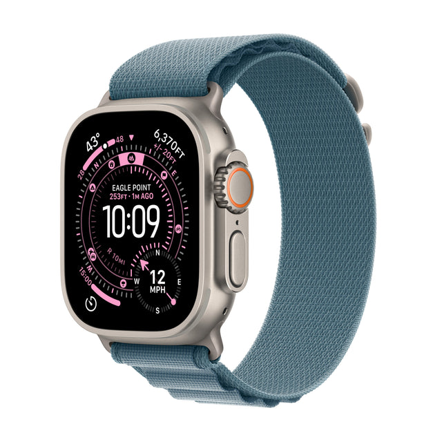 Apple Watch Ultra 3 GPS + Cellular 49mm Natural Titanium Case with Light Blue Alpine Loop - Small,Model A3281