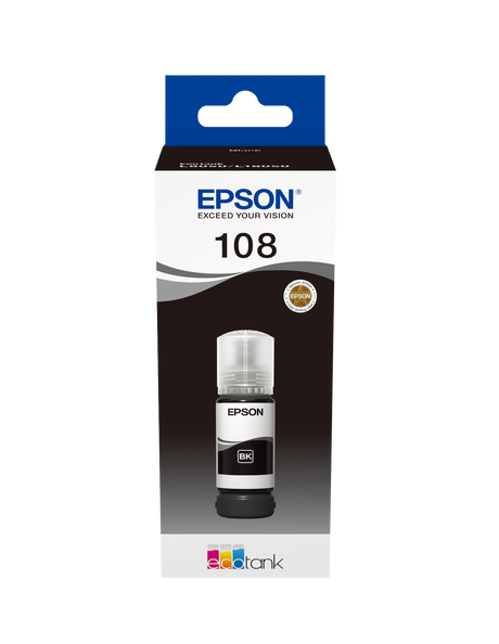 Epson 108 Ecotank Black Ink Bottle 70ml, 2100 Photos