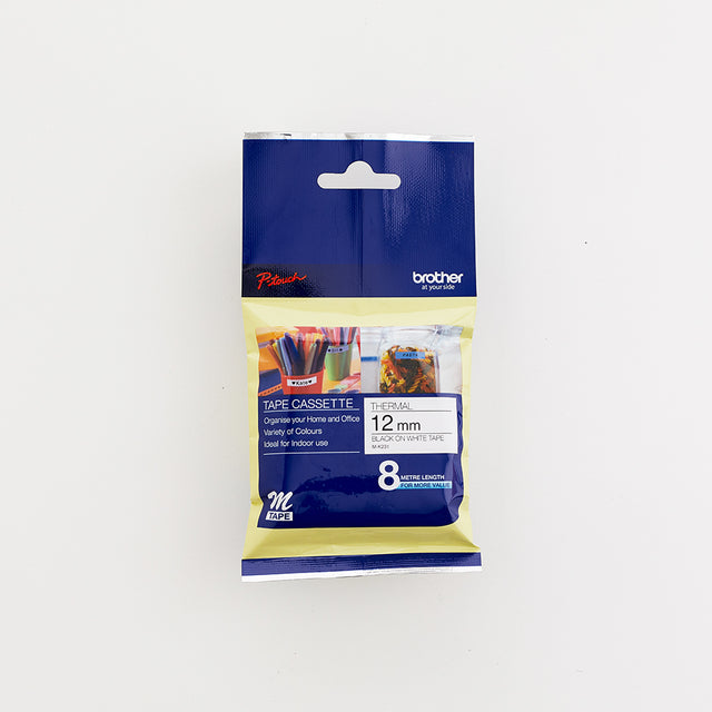 Non Laminated Tape 8M X 12MM Black On White