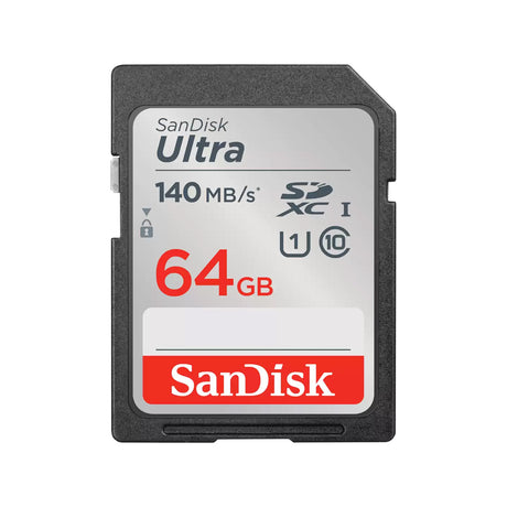 SanDisk Ultra UHS I 64GB SD Card 140MB/s for DSLR and Mirrorless Cameras, 10Y