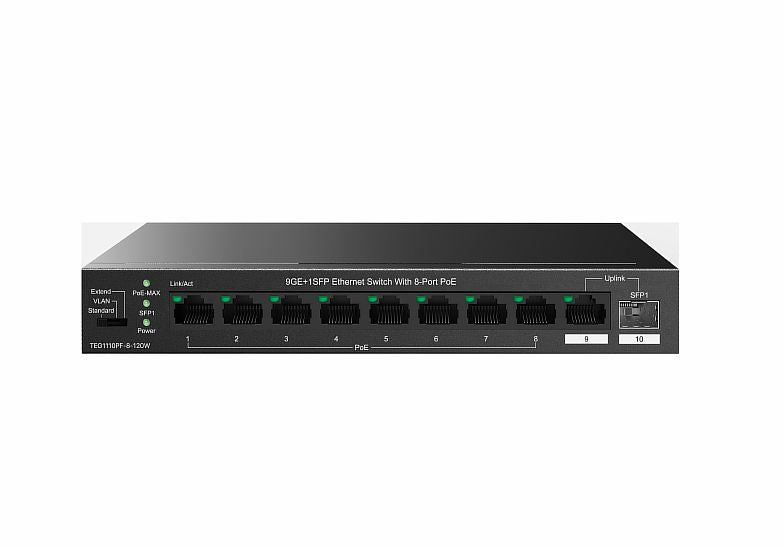 TENDA SWITCH 9GE+1SFP 8PORT POE