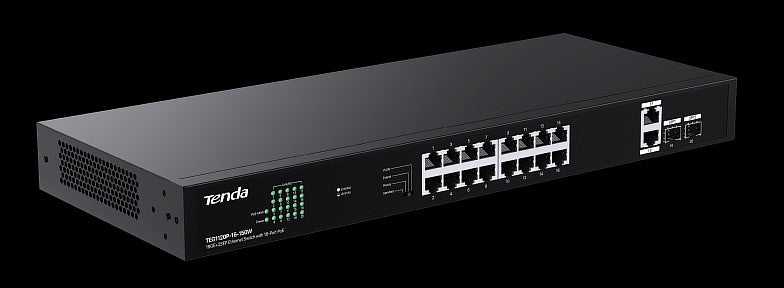 TENDA SWITCH, ETHERNET16-PORT POE 150W