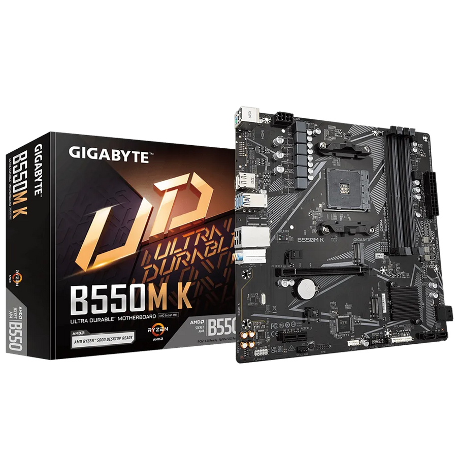 Gigabyte B550M K Micro-ATX Motherboard AMD AM4 B550 DDR4 128GB 2x M.2 HDMI DP 1GbE