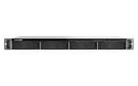 QNAP 4-Bay quad-core 2.0 GHz short-depth 1U rackmount NAS with 100W power supply, 4GB RAM (not expandable), SATA 6Gb/s, 2 x 2.5 GbE LAN, Container Station