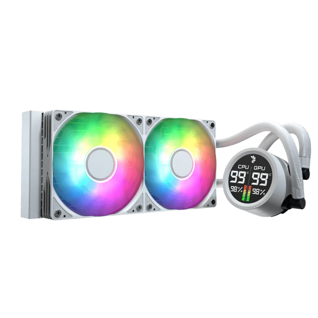 AeroCool Abyss L240R Digi 240mm ARGB AIO CPU Liquid Cooler White LCD Display LGA1851 AM5 AM4