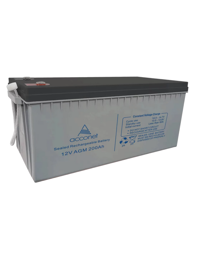Acconet 12V AGM 200Ah Deep Cycle Battery | AC-BAT-VRLA-12V200AH