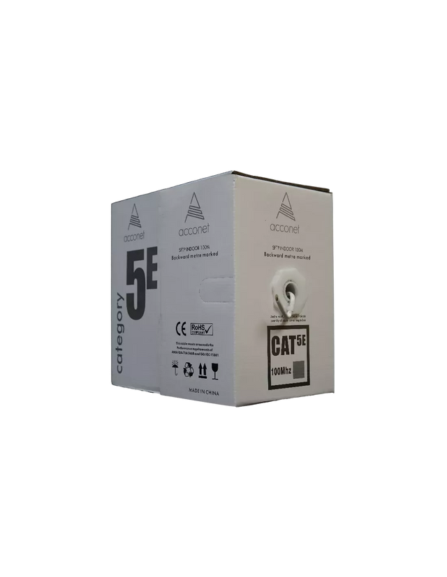 Acconet CAT5e Indoor Ethernet Cable 100m White CCA STP Pull Box | CAT5-100-SC-STP
