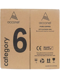 Acconet CAT6 UV Outdoor Ethernet Cable 100m Black Solid Core SF/TP Pull Box