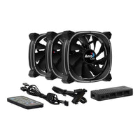 Aerocool Astro 12 Pro 120mm ARGB Fan 3-Pack with H66F RGB Control Hub and Remote - Image 2