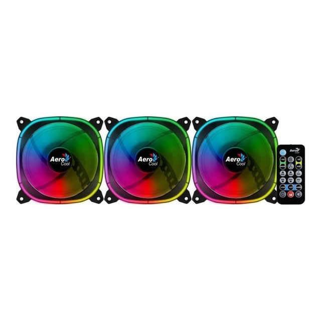 Aerocool Astro 12 Pro 120mm ARGB Fan 3-Pack with H66F RGB Control Hub and Remote