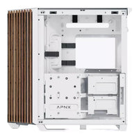 APNX V1 Dual-Chamber Mid-Tower ATX Gaming PC Case White Wood Texture - Image 5