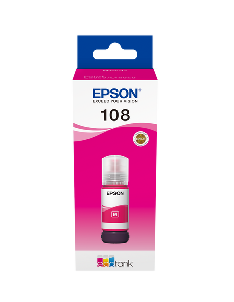 Epson 108 Ecotank Magenta Ink Bottle 70ml, 2100 Photos