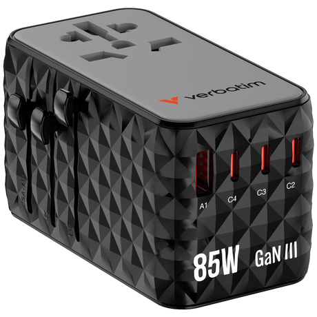 Verbatim Charge 'n' Travel Adapter Diamond 85W Retractable Cable CNT-02
