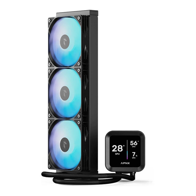 AeroCool APNX LC1-D 360mm ARGB AIO Liquid CPU Cooler Black 3.95-inch IPS LCD Display 320W TDP Copper Block