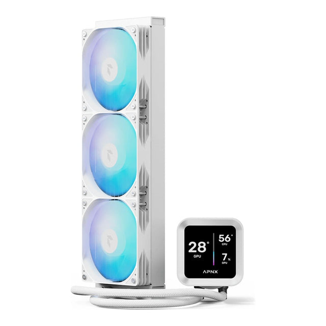 AeroCool APNX LC1-D 360mm ARGB AIO Liquid CPU Cooler White 3.95-inch IPS LCD Display 320W TDP Copper Block