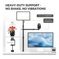 NearStream ST40 Dual-Arm Camera Desk Mount C-Clamp 360° Ball Head 40-inch Reach Aluminum - Image 2