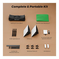 NearStream VK40 Green Screen Photography Kit 9.8x9.8ft Backdrop 2x 45W Softboxes 19-inch LED Panel - Image 5