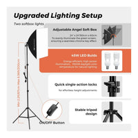 NearStream VK40 Green Screen Photography Kit 9.8x9.8ft Backdrop 2x 45W Softboxes 19-inch LED Panel - Image 3