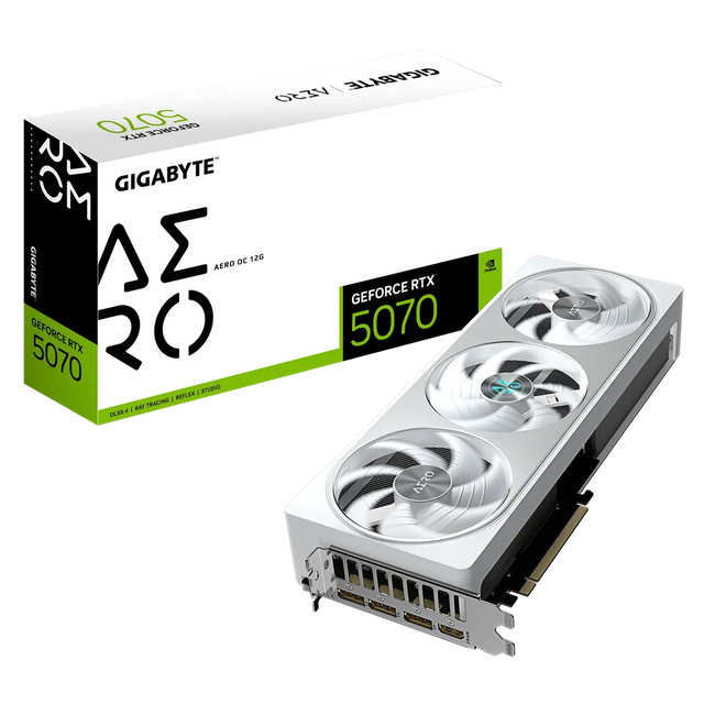 Gigabyte GeForce RTX 5070 Aero OC 12GB GDDR7 PCIe 5.0 2625MHz White Graphics Card