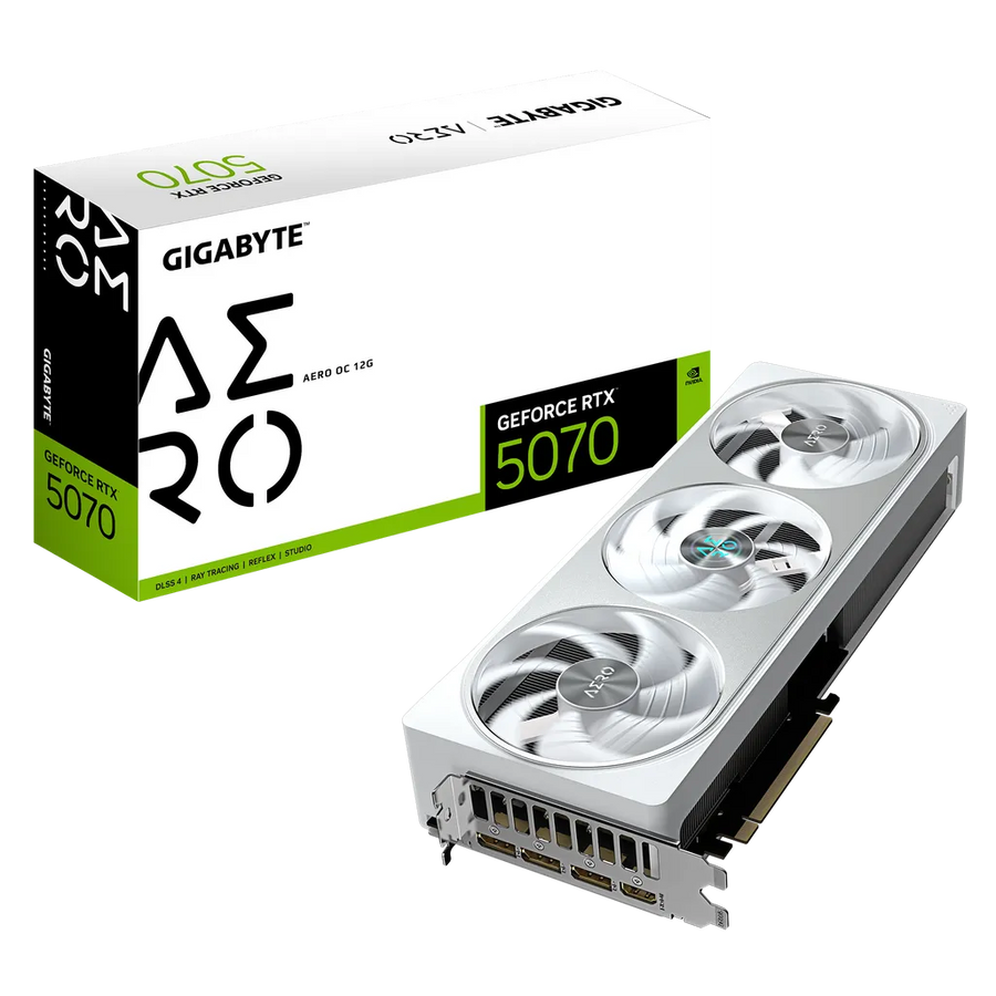 Gigabyte GeForce RTX 5070 Aero OC 12GB GDDR7 PCIe 5.0 2625MHz White Graphics Card