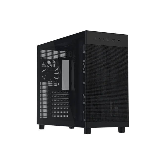 ASUS Prime AP303 ATX Mid Tower PC Case Black Tempered Glass 360mm Radiator 420mm GPU Support USB-C 20Gbps