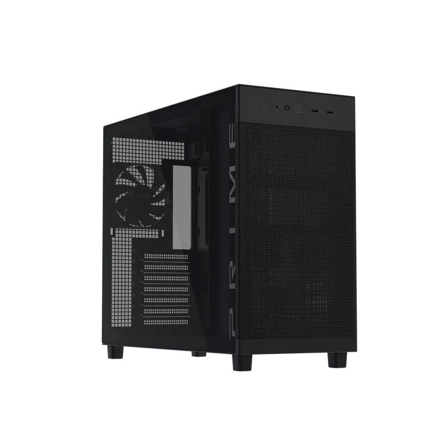 ASUS Prime AP303 ATX Mid Tower PC Case Black Tempered Glass 360mm Radiator 420mm GPU Support USB-C 20Gbps