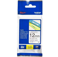 Brother 12mm Black on White Laminated tape