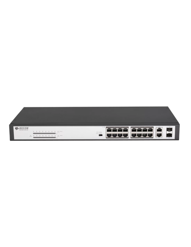 BDCOM 16-Port 10/100 POE switch, 16 POE ports, 2 x 1000Mbps Combo ports