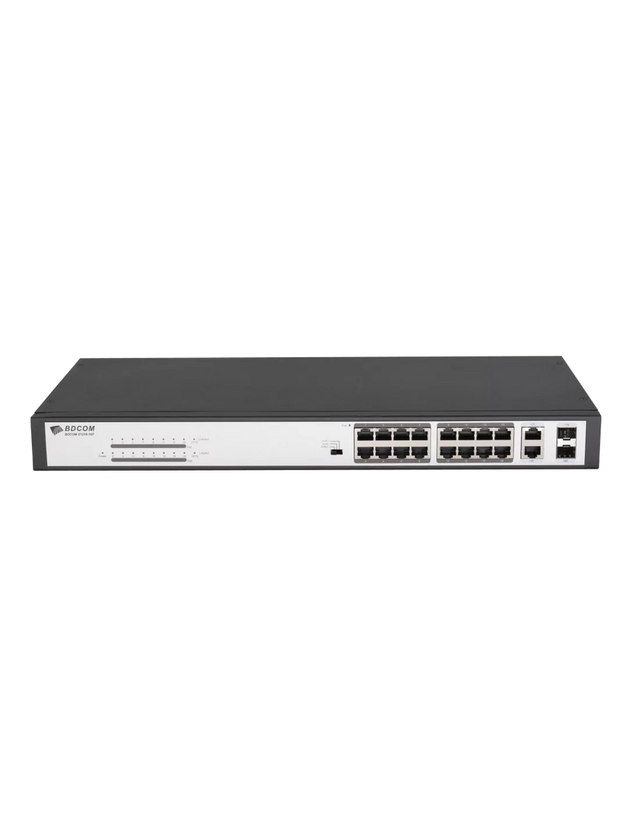 BDCOM 16-Port 10/100 POE switch, 16 POE ports, 2 x 1000Mbps Combo ports