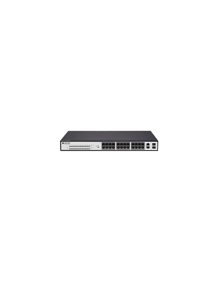 BDCOM 24-Port 10/100 370W POE switch, 24 POE ports, 2 x 1000Mbps Combo ports
