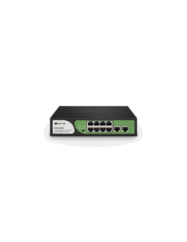 BDCOM 8-Port Gigabit PoE Switch (8-Port PoE + 2-Port Gigabit RJ45) 90W PoE Budget