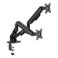 BRACKET 17'' - 32'' dual monitor mount; gas spring: tilt; swivel & rotate; VESA Compatible 75x75 & 100x100; up to 9Kg per screen