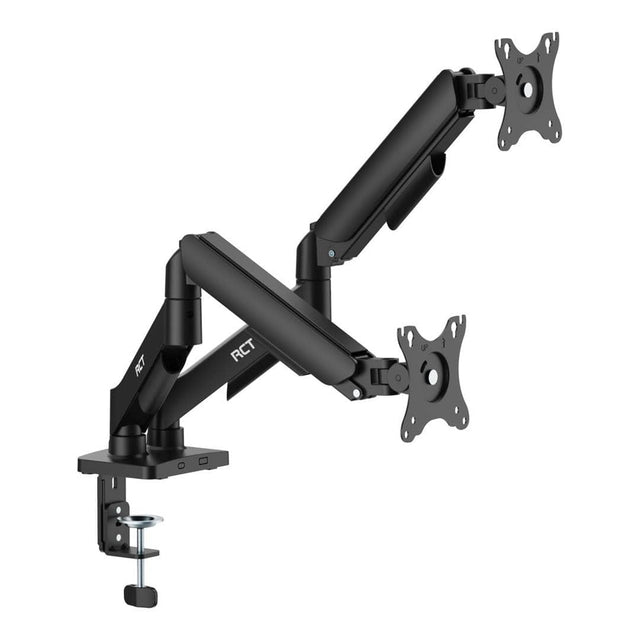 BRACKET 17'' - 32'' dual monitor mount; gas spring: tilt; swivel & rotate; VESA Compatible 75x75 & 100x100; up to 9Kg per screen