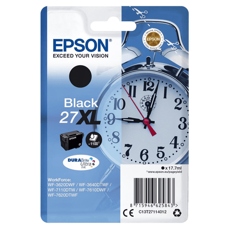 Epson 27 Ink Cartridges Black 17.7ml XL WF-3620DWF/WF-7710DF/WF-7210DTW/WF-7110DTW 1100 pages