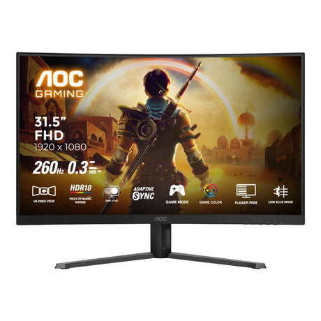 AOC G4 31.5-inch 1920 x 1080p FHD 16:9 260Hz 0.3ms LED VA Curved Gaming Monitor