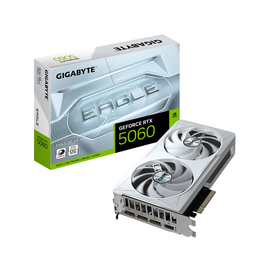 Gigabyte GeForce RTX 5060 Eagle OC ICE 8GB GDDR7 128-bit PCIe 5.0 White Graphics Card