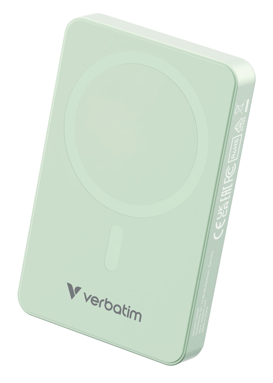 Verbatim Charge 'n' Go Essentials Power Bank Magnetic Wireless 10000mAh Green