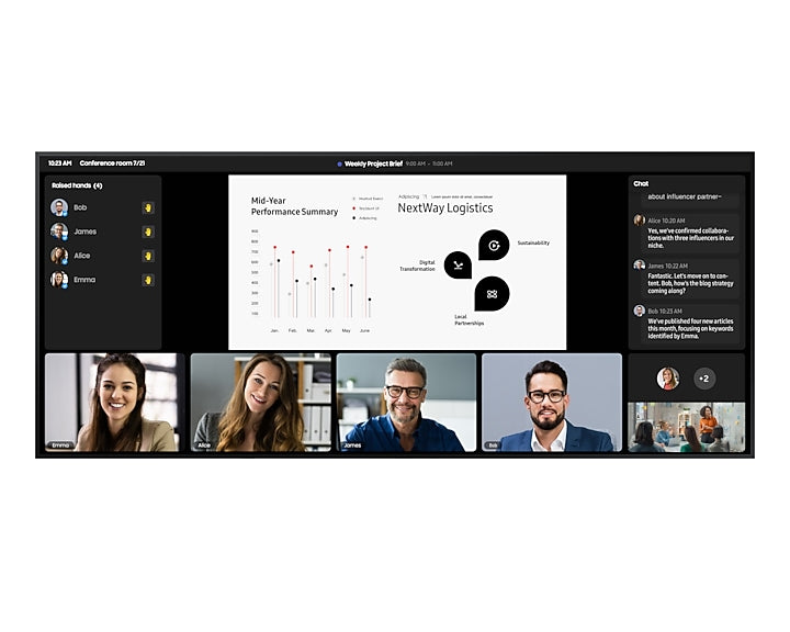 Samsung 105" Professional Display - Ultra-slim design, Resolution: 5120x2160 (21:9), UHD 5K, 24/7 Usage, 500nit Brightness, Build-in Speakers 10W x 4, Haze 25%, 16GB SSD, Wi-Fi & BT, SoC Media Player: SSSP 10, Portrait & Landscape, Auto Level, IP5X,  Sams