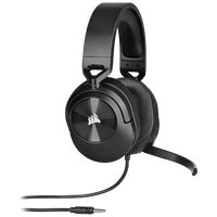 Corsair HS55 Stereo Wired Gaming Headset 50mm Drivers Omnidirectional Mic 3.5mm (Carbon)