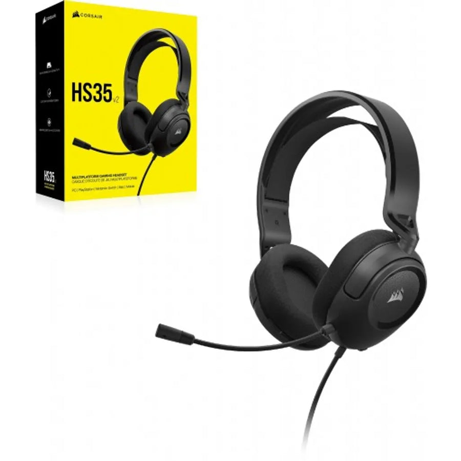 Corsair HS35 v2 Carbon Wired Gaming Headset 50mm Drivers Omnidirectional Mic 3.5mm