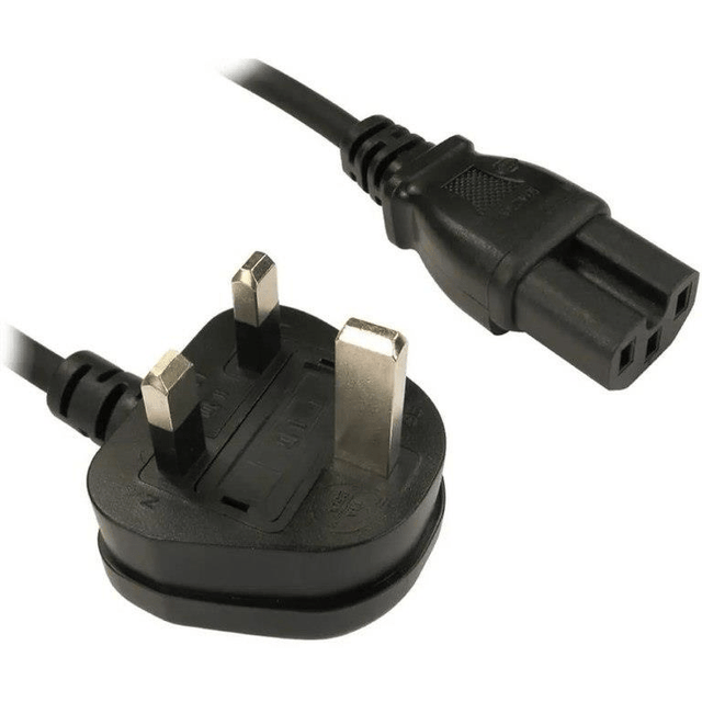UK 3-pin Plug to IEC C13 Power Cable
