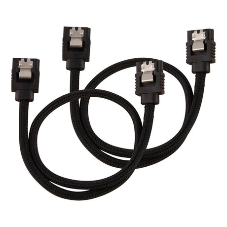 Corsair Premium Sleeved SATA Data Cable Set with Straight Connectors, Black, 30cm