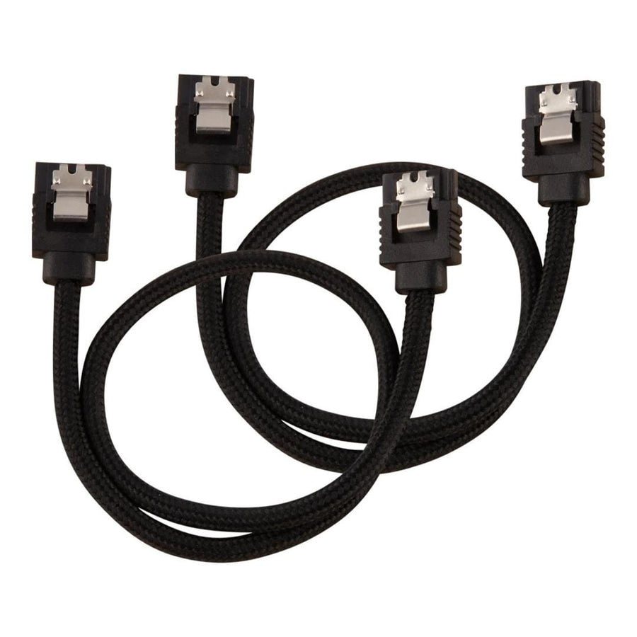 Corsair Premium Sleeved SATA Data Cable Set with Straight Connectors; Black; 30cm