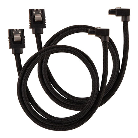 Corsair Premium Sleeved SATA Data Cable Set with 90° Connectors, Black, 60cm
