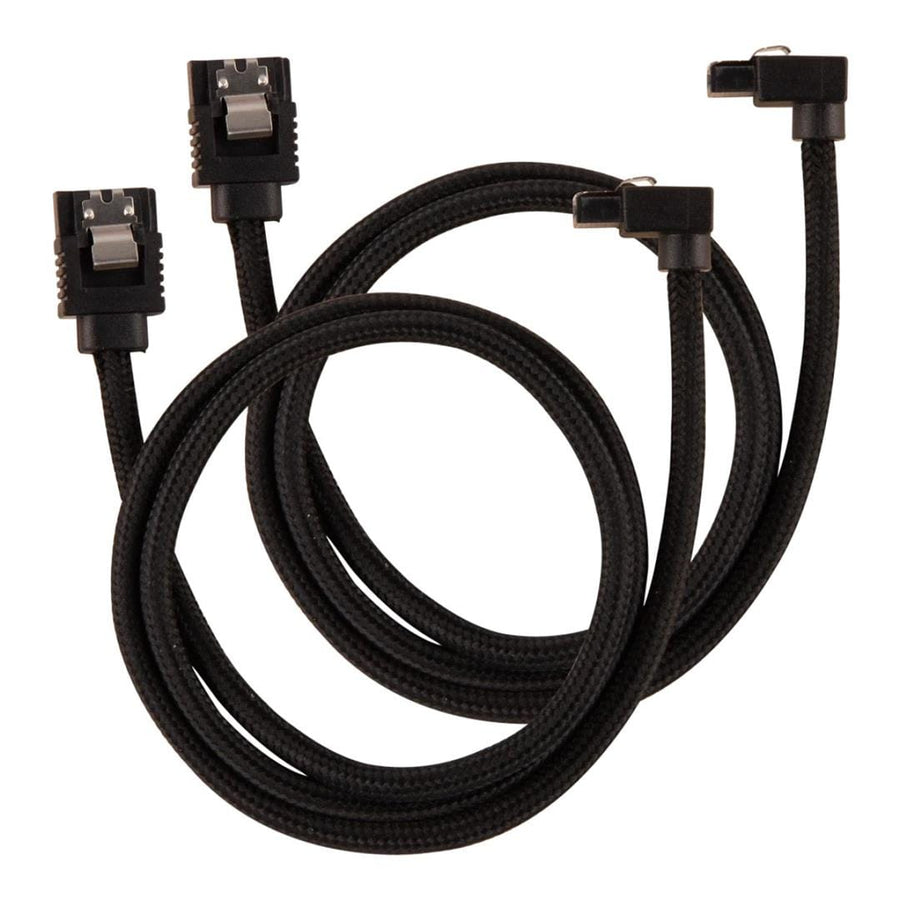 Corsair Premium Sleeved SATA Data Cable Set with 90° Connectors; Black; 60cm