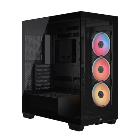 3500X LX-R RGB iCUE LINK Tempered Glass Mid-Tower PC Case, 3x Fans included, 2x 2.5'', 2x 3.5'', Black