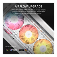 Corsair Frame 4000D LCD RS ARGB Mid-Tower PC Case White 14.5-inch LCD Touchscreen 4 RS120 Fans Dual 360mm - Image 4
