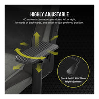 Corsair T3 Rush Gaming Chair Soft Fabric Memory Foam Lumbar Support (Charcoal/Grey) - Image 2